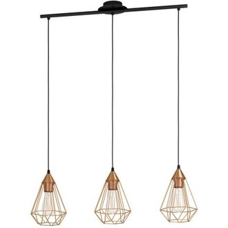 Eglo Eglo - Lampadario a Sospensione Vintage Tarbes Acciaio Nero Rame 3 Luci E27