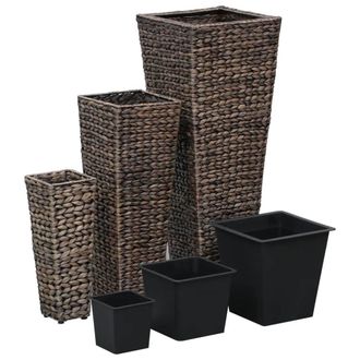 Berkfield Home Garden Raised Beds 3 pcs Water Hyacinth Dark Brown