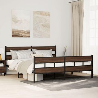 vidaXL Vidaxl Giroletto Senza Materaso In Metallo Rovere Marrone 193x203 Cm