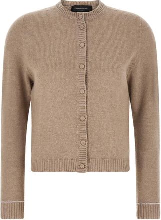 Fabiana Filippi Crew Neck Cardigan - Dames - Vesten - Beige - XS - Wol - Truien & Vesten
