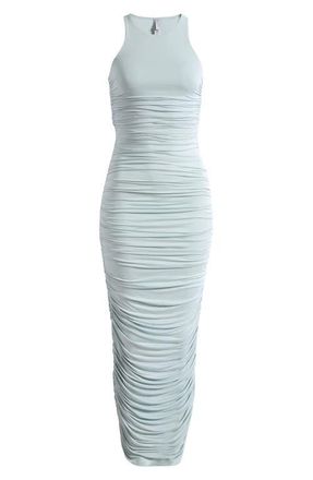 SKIMS Cupro Jersey Ruched Long Dress in Pearl at Nordstrom, Size Xx-Small