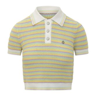 Casablanca Round-neck Knitwear, female, Multicolor, Size: M Bourgeois Striped Polo