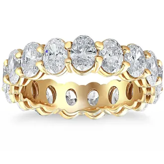Pompeii3 6 Ct TW Oval Cut Moissanite Eternity Ring 14k Yellow Gold Womens Wedding Band