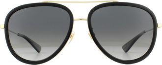 Gucci Aviator Black And Gold Grey Gradient Polarized Sunglasses