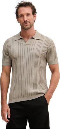 Karl Lagerfeld Gebreid Polo met Open Kraag - Heren - Polos - Grijs - XL - Katoen - Tops