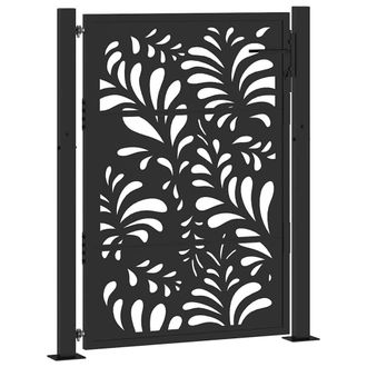 Berkfield Home Garden Gate Black 105x130 cm Steel Wave Design