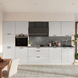 Vicco Mueble De Cocina Fame-line, Blanco Casa De Campo/blanco, 340 Cm, Et Antracita, Vicco