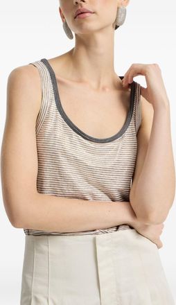 Brunello Cucinelli Brunello Cucinelli Womens Linen Tank Top - Light Grey - Size X-Small