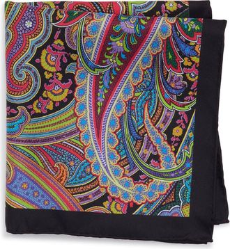 Robert Graham Paisley Silk Pocket Square in Black at Nordstrom Rack