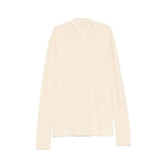 Christophe Lemaire Top met hoge hals - Dames - Coltruien - Beige - M - Truien & Vesten