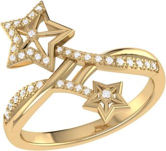 LuvMyJewelry Stars Entwined Sterling Silver Diamond Ring