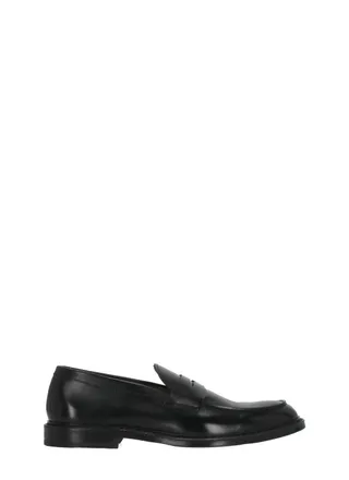 Doucal's Black Smooth Leather Mask Loafers