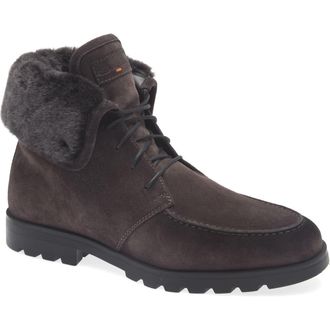 Santoni Genuine Shearling Lace-Up Boot in Grey at Nordstrom Rack, Size 12