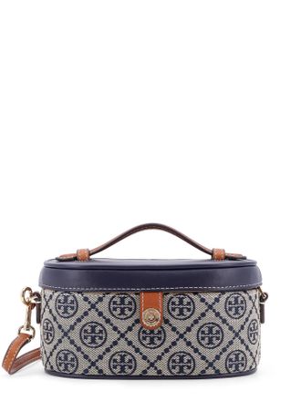 Tory Burch Leather And T Monogram Fabric Beauty Case