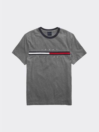 Tommy Hilfiger Mens Signature Stripe T-Shirt - Grey - S