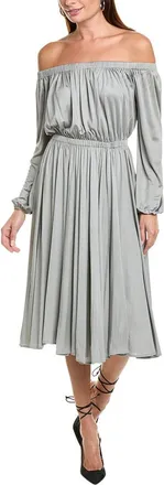 Valentino Off-Shoulder Silk Midi Dress