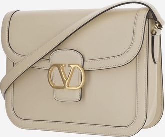 Valentino Garavani Womens Calfskin Shoulder Bag Beige
