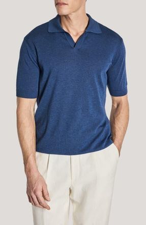 Jack Victor Johnny Collar Polo in Denim at Nordstrom, Size Xx-Large