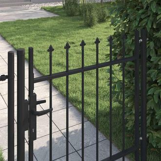 Berkfield Home Durable Fence Gate Single Door with Spike Top Steel 1x1 m Black