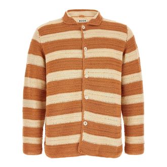 Bode Sherbet Crochet Knit Striped Shirt - Knitwear - Hombre - Naranja - M