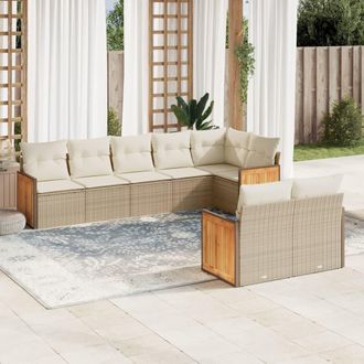 vidaXL Vidaxl - Juego De Sof&aacute;s De Jard&iacute;n Con Cojines Beige 8 Pzas Rat&aacute;n Pe
