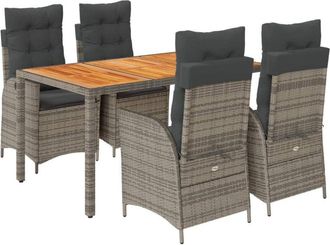 vidaXL Set Comedor De Jard&iacute;n 5 Piezas Con Cojines Rat&aacute;n Sint&eacute;tico Gris Vidaxl