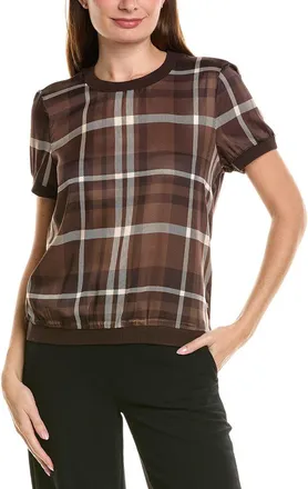 Tahari by ASL Petite Twill Short Sleeve Knit Top