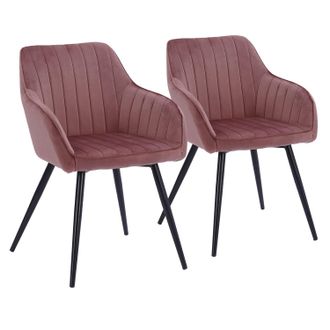 Happy Garden Pack De 2 Sillas De Terciopelo Rosa Bertille