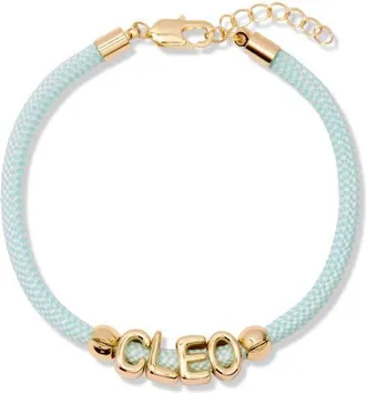 Brook & York Breezy Name Bracelet in Gold/mint at Nordstrom