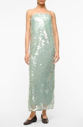 Staud Casey Paillette Strapless Gown in Mist at Nordstrom Rack, Size 12