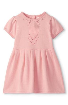 Hatley Kids Pointelle Short Sleeve Sweater Dress in Blossom at Nordstrom, Size 12-18M