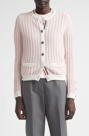 Thom Browne Baby Cable Cashmere Cardigan in Light Pink at Nordstrom, Size 4 Us