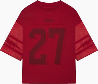 Rhude Mens Lightning Football Tee Red - Size: 40
