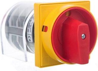 OEM Interruptor De Leva 0-1 3p 32a, Integrado, Perilla Amarilla/roja, Con Posibilidad De Bloqueo Con Candado 7gn3210u25