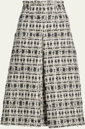 Sergio Hudson Box-Pleat Tweed Midi Skirt
