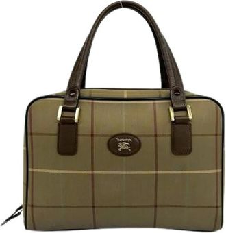 Burberry Pre-owned Canvas Leather Boston Bag - Dames - Vintage Handtas - Beige - ONE Size - Leer - Vintage