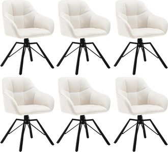Woltu 6x Silla De Comedor Decorativas Tapizadas En Terciopelo Transpirable Con Respaldo Ergon&oacute;mico Reposabrazos Y Patas De Metal 58x54x82 Cm Crema B - Woltu