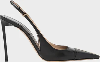 Tom Ford 85mm Shiny Kid Leather Slingback Pumps