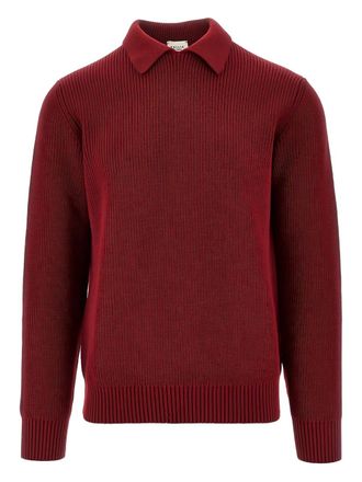 Gallia polo-collar knitted sweater - Red