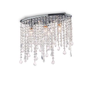 Netlighting Rain Clear 3 Light Small Ceiling Flush Light Chrome E14 in Grey