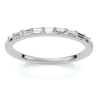 Pompeii3 Thin Baguette Diamond Stackable Womens Wedding Ring 14k Gold Lab Grown