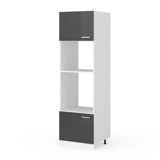 Vicco Mueble Despensa Universal R-line, Antracita Alto Brillo, 60 Cm Con Estantes Abiertos Y Puertas Vicco