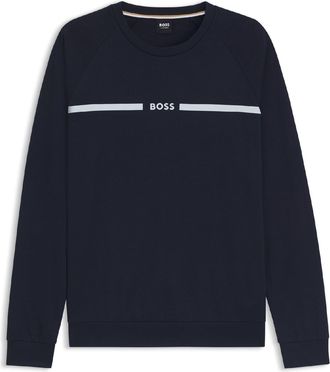 HUGO BOSS Mens Boss Authentic Cotton Terry Sweatshirt in Dark Blue