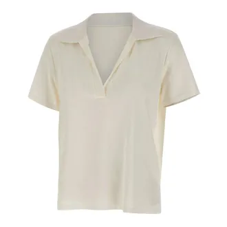 Kaos Polo Shirts, female, White, Size: M V-neck Collared T-shirt