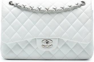 Chanel Borsa a spalla Jumbo Double Flap in pelle Caviar 2013-2014 - Bianco