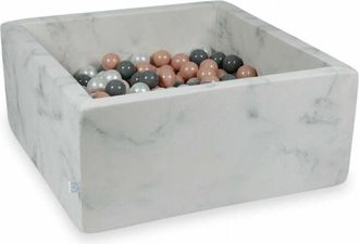 OEM Piscina Seca 90x90x40 M&aacute;rmol Con Bolas 400 Uds: Oro Rosa, Gris, Perla