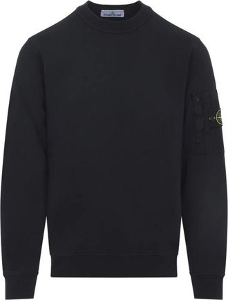 Stone Island Cotton Fleece Crewneck Sweatshirt - Heren - Sweatshirts - Blauw - S - Katoen - Hoodies & sweatvesten