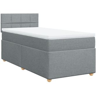 vidaXL Vidaxl - Cama Box Spring Con Colch&oacute;n Tela Gris Claro 100x200 Cm