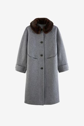 Balzac Paris Langer Mantel mit Bubikragen aus Wolle Nickie