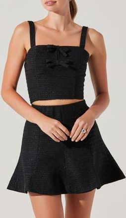 ASTR the Label Kiona Diamante Tweed Crop Top in Black at Nordstrom Rack, Size X-Large